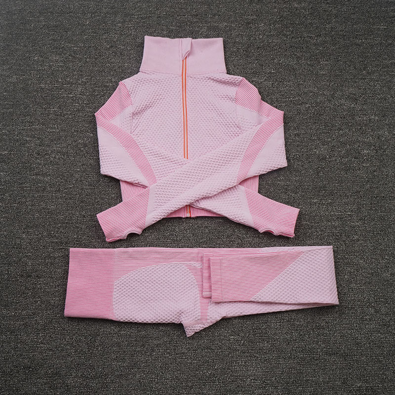Seamless 3-Piece Activewear Set — Zip Jacket, Sports Bra & Leggings