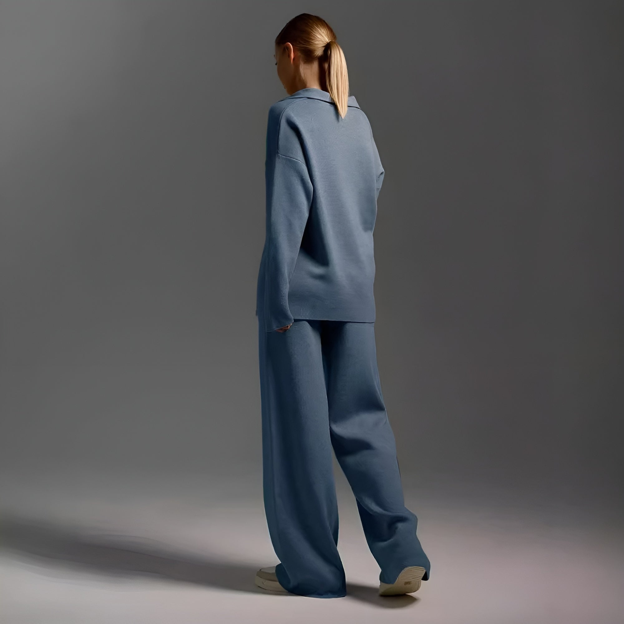 Oversized Knit Two-Piece Set — Cozy Cotton Pullover & Wide-Leg Pants
