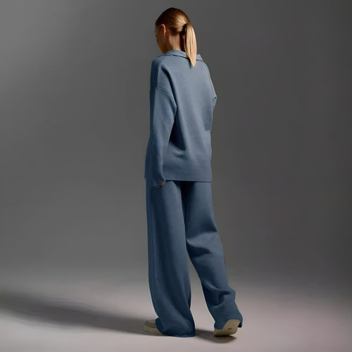 Oversized Knit Two-Piece Set — Cozy Cotton Pullover & Wide-Leg Pants
