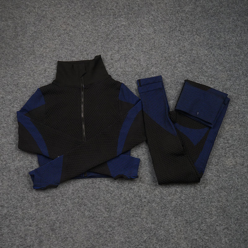 Seamless 3-Piece Activewear Set — Zip Jacket, Sports Bra & Leggings