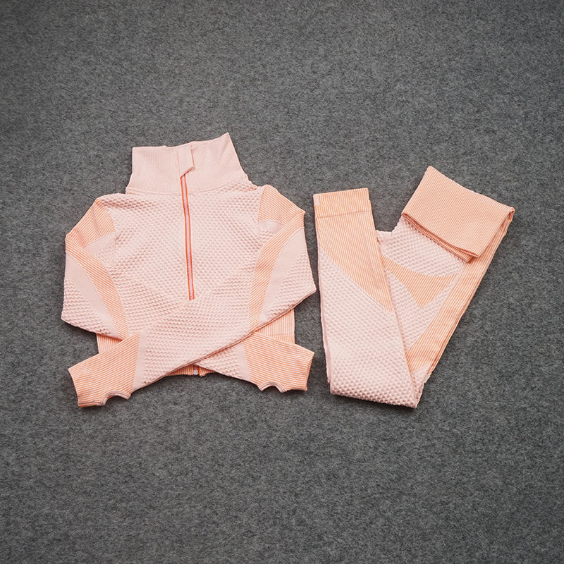 Seamless 3-Piece Activewear Set — Zip Jacket, Sports Bra & Leggings
