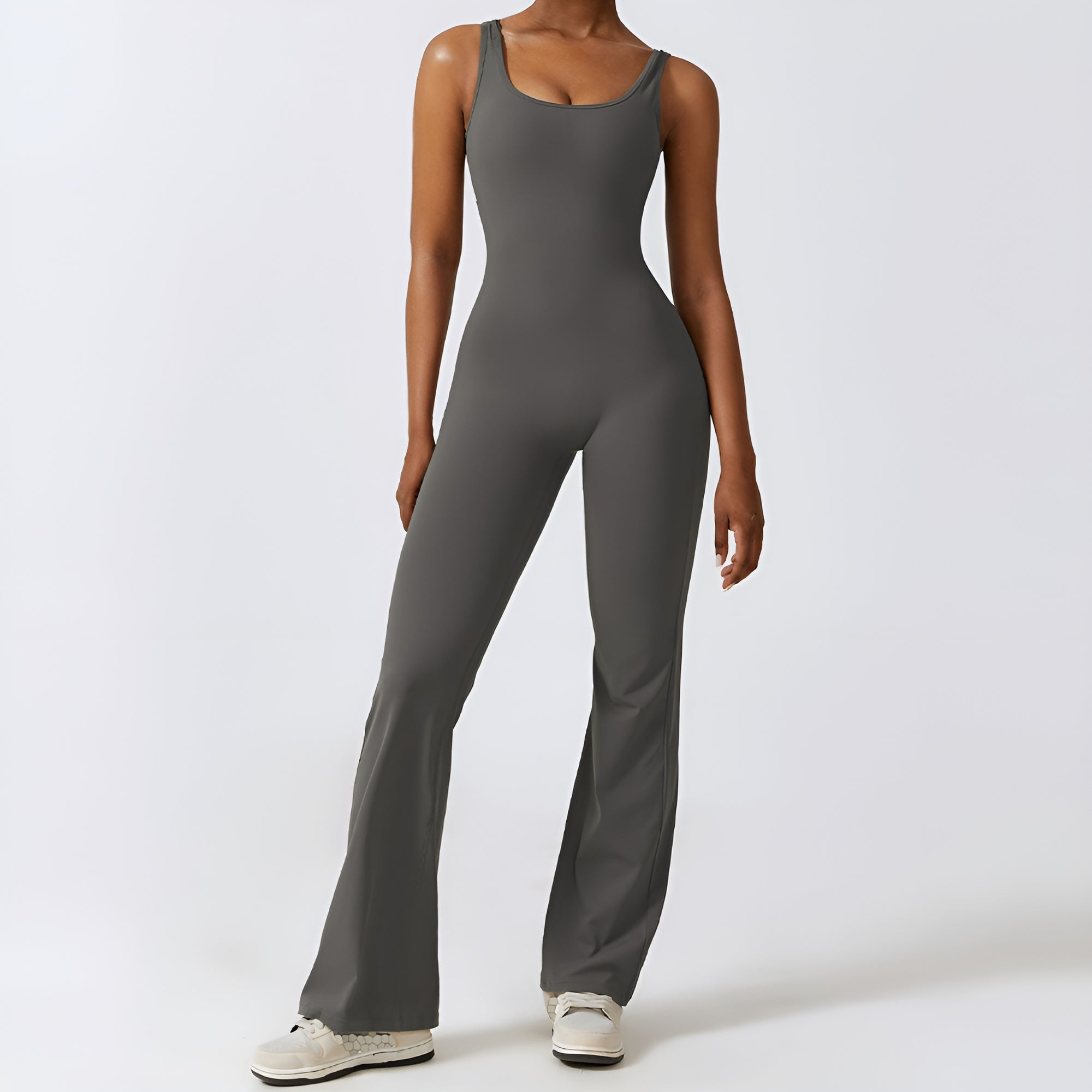 SculptFit Sleeveless Jumpsuit — Flared Leg Activewear for Women