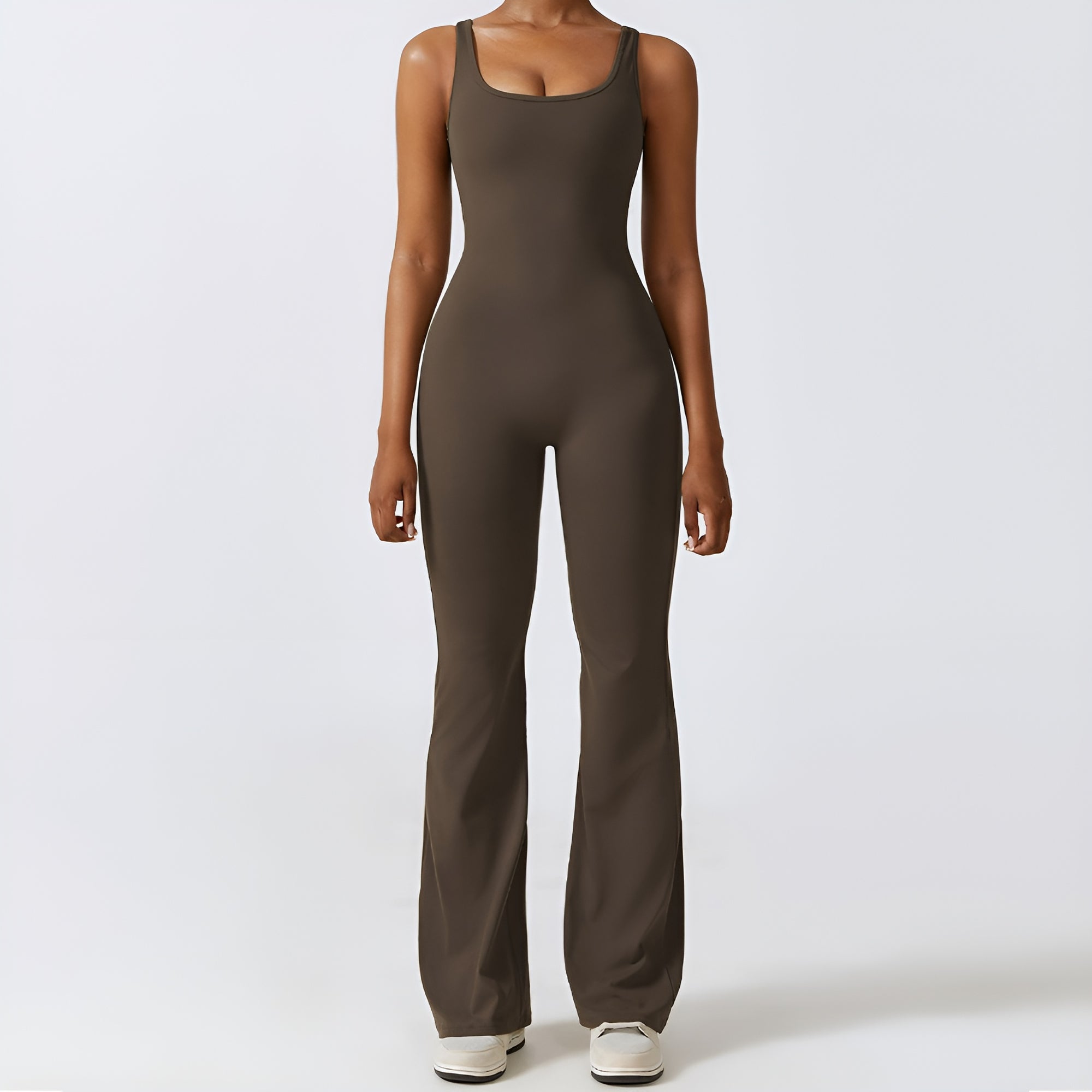 SculptFit Sleeveless Jumpsuit — Flared Leg Activewear for Women