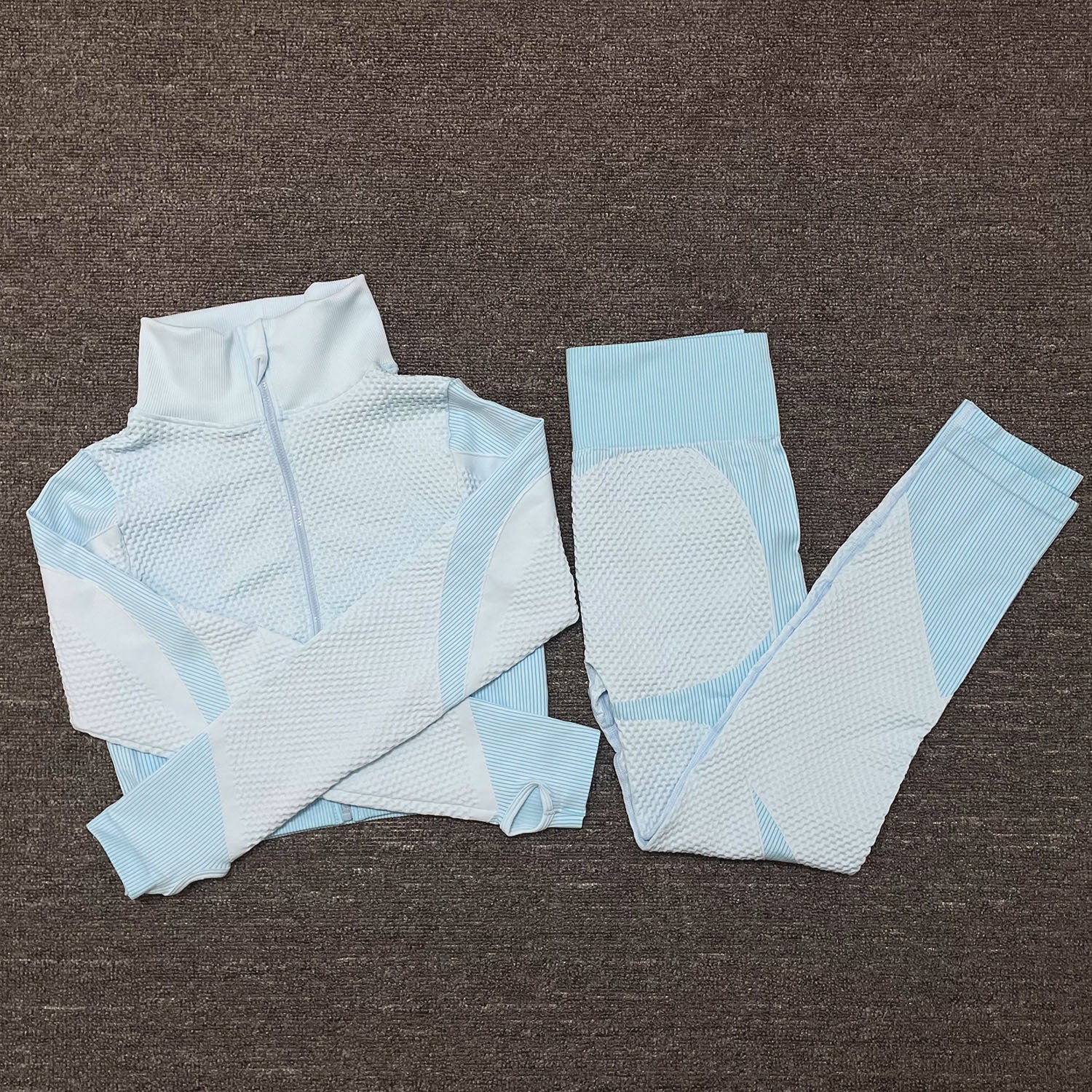 Seamless 3-Piece Activewear Set — Zip Jacket, Sports Bra & Leggings